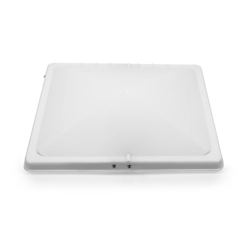 RV Roof Vent Lid – White Polypropylene – 14" x 14" – Jensen Hinge Style