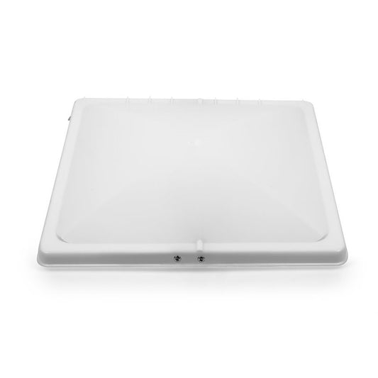 RV Roof Vent Lid – White Polypropylene – 14" x 14" – Jensen Hinge Style