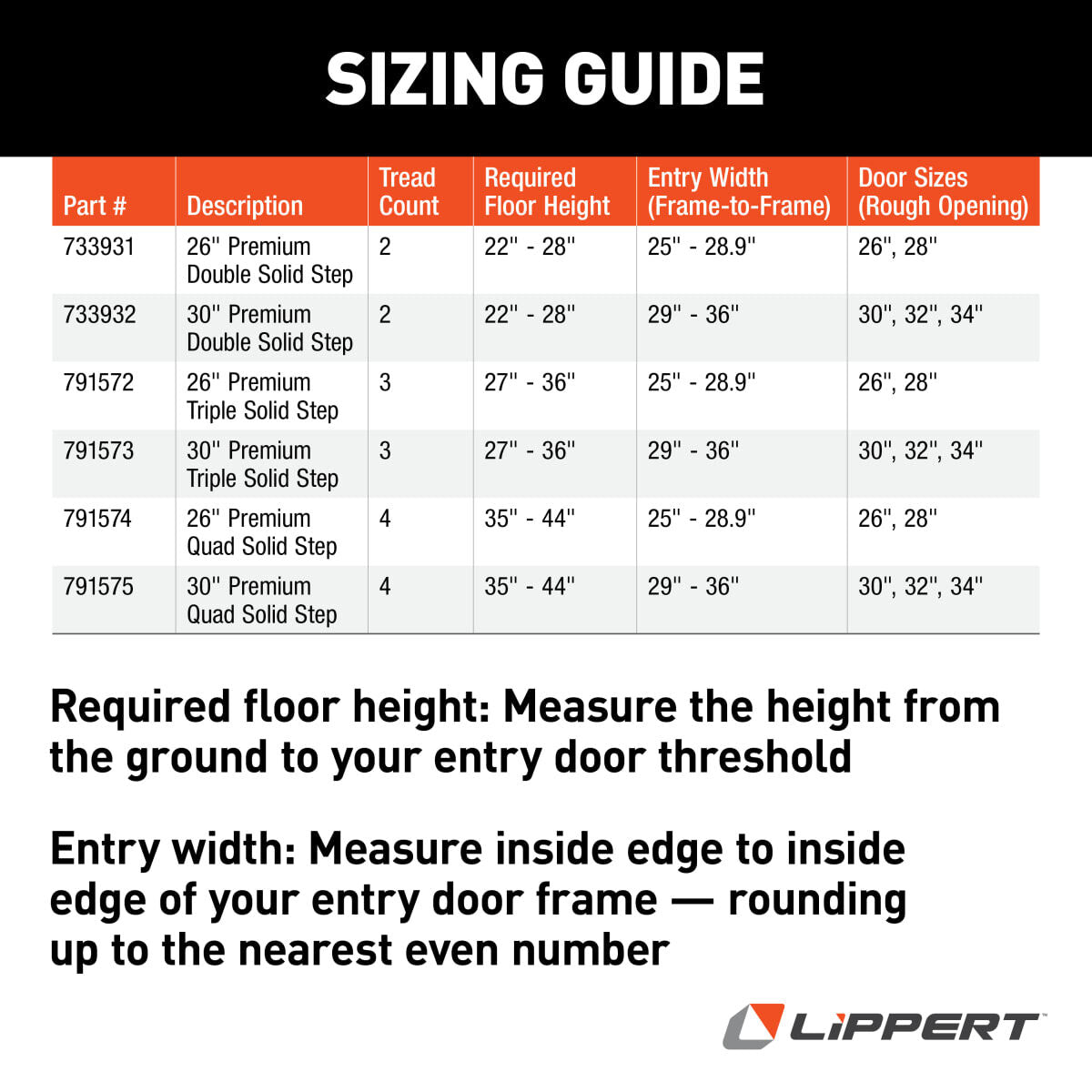 Lippert Solid Step Premium RV Steps - Triple